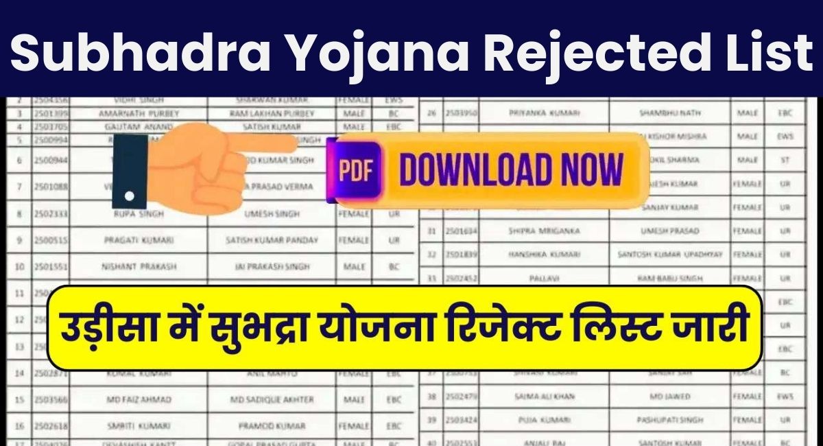 Subhadra Yojana Rejected List In Odisha