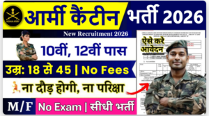 Army Canteen New Vacancy 2026