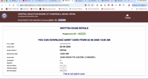 Bihar Police Constable Admit Card 2026