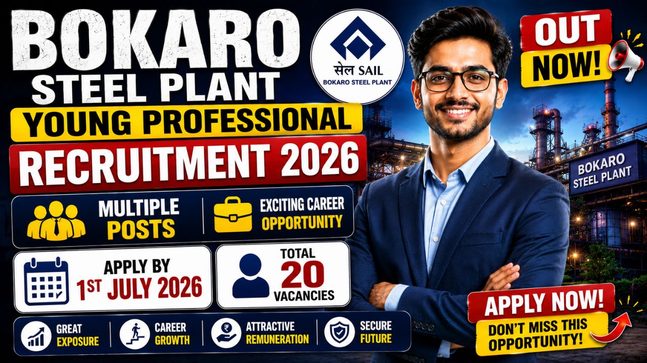Bokaro Steel Plant Young Professional Recruitment 2026: Apply for 20 Posts, Salary Up to Rs 1.4 Lakh, Last Date 1 July