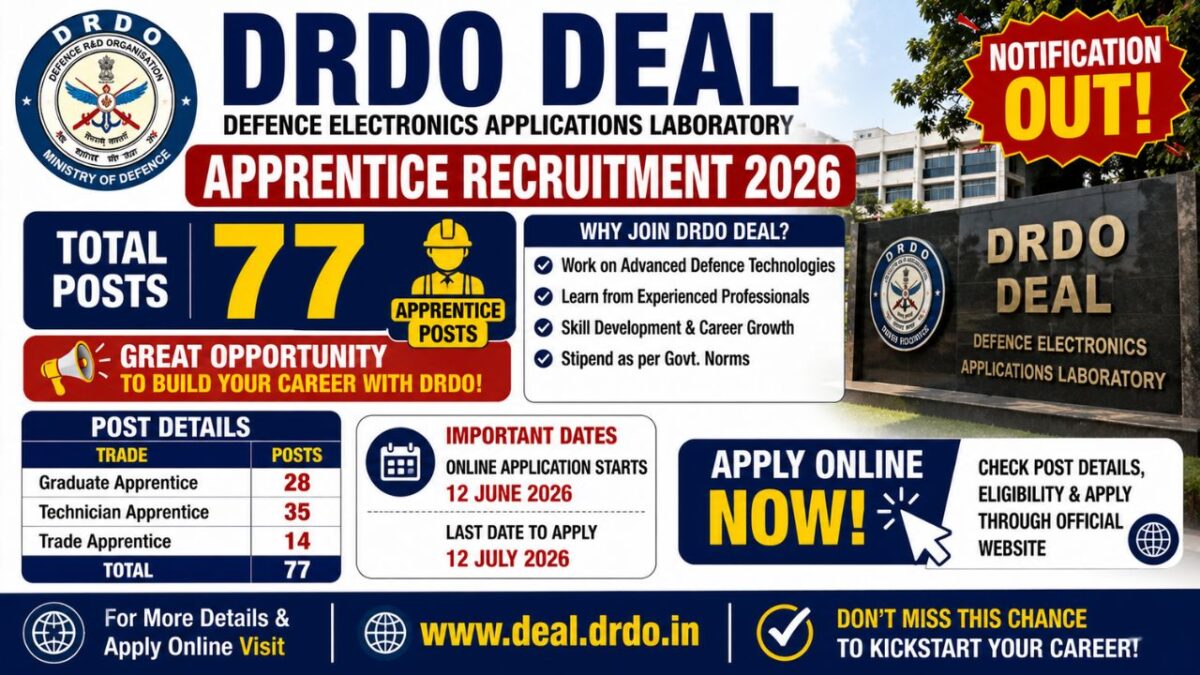 Drdo Deal Apprentice Recruitment 2026
