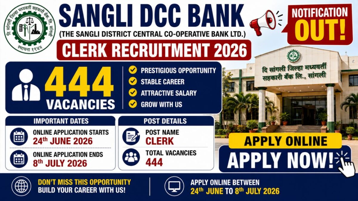 Sangli Dcc Bank Clerk Recruitment 2026 – 444 Junior Assistant Vacancies, Apply Online By 8Th July 2 Sangli Dcc Bank Clerk Recruitment 2026