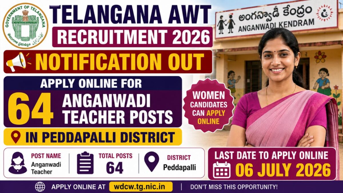 Telangana Awt Recruitment 2026: Apply Online For 64 Anganwadi Teacher Posts In Peddapalli, Check Eligibility &Amp; Last Date 2 Telangana Awt Recruitment 2026