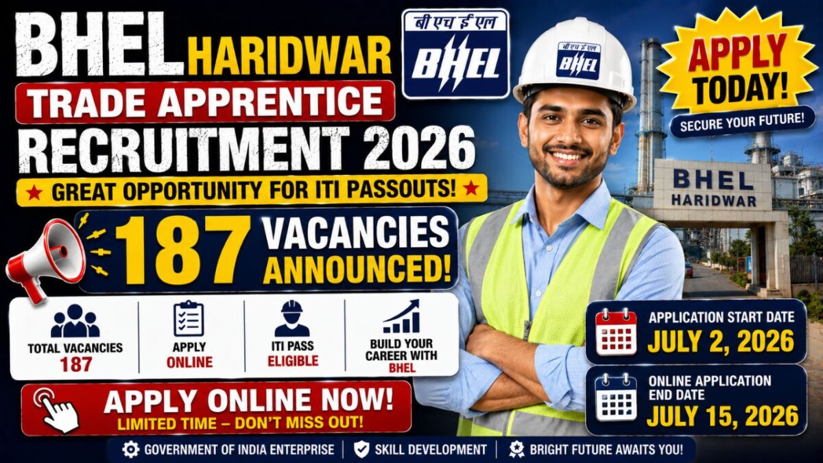 Bhel Haridwar Trade Apprentice Recruitment 2026 – 187 Vacancies, Apply Online Before July 15 2 Bhel Haridwar Trade Apprentice Recruitment 2026