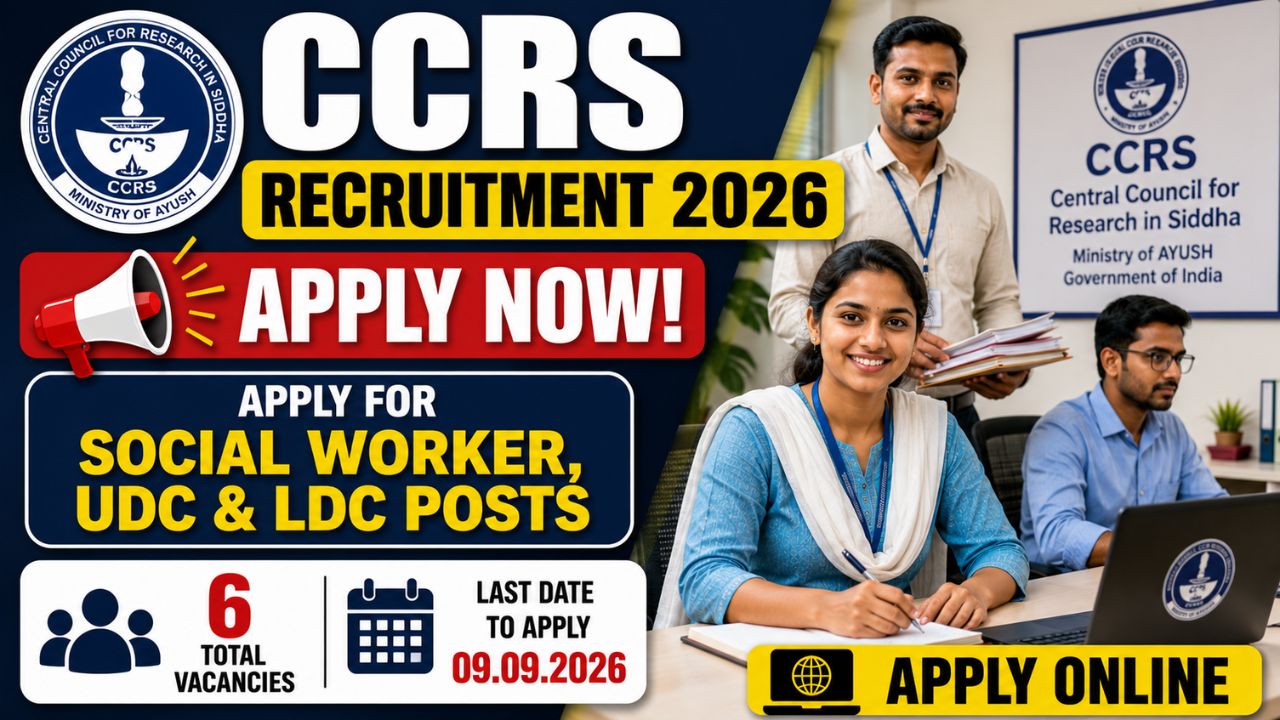 Ccrs Recruitment 2026: @Ccrs.ayush.gov.in Apply For 6 Post, Udc &Amp; Ldc Posts 1 Ccrs Recruitment 2026