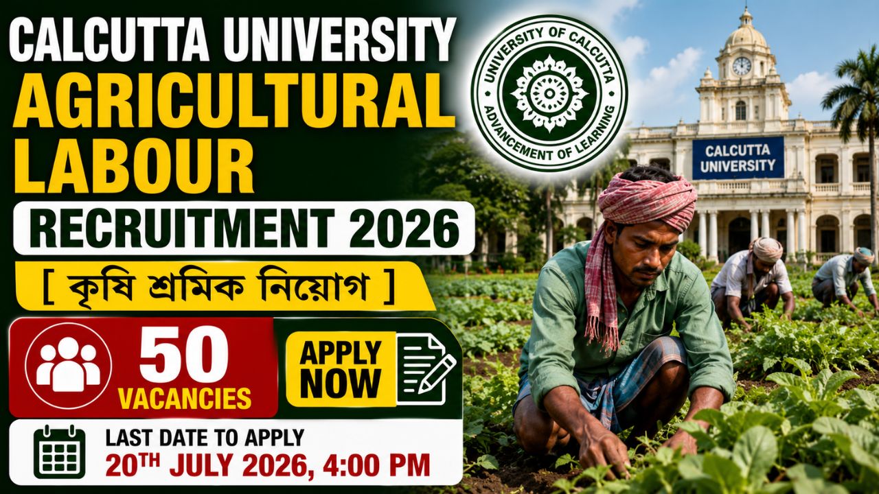 Calcutta University Agricultural Labour Recruitment 2026: 50 Vacancies, Apply Before 20 July 1 Calcutta University Agricultural Labour Recruitment 2026