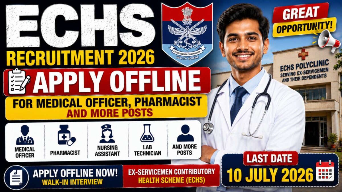 Echs Vacancy 2026 – Apply Offline For Gynaecologist, Medical Officer, Pharmacist &Amp; More | 9 Posts, Last Date 10 July 2 Echs Vacancy 2026