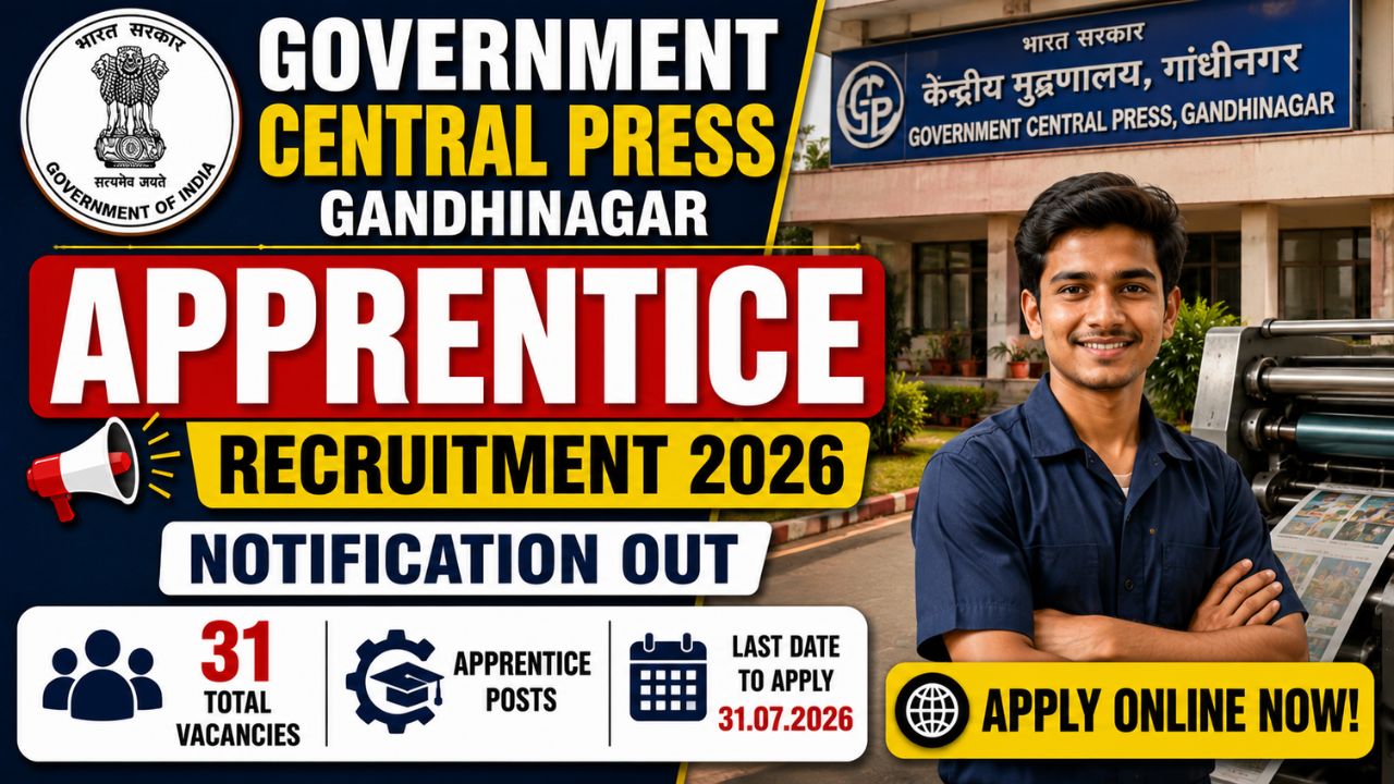 Government Central Press Gandhinagar Apprentice Recruitment 2026: 31 Vacancies, Apply By July 31 1 Government Central Press Gandhinagar Apprentice Recruitment 2026