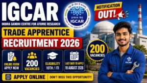 Igcar Trade Apprentice Recruitment 2026