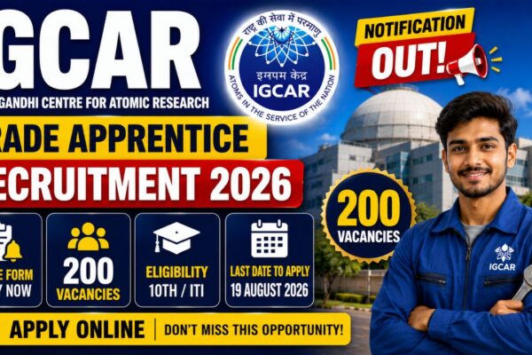 Igcar Trade Apprentice Recruitment 2026