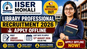 Iiser Mohali Library Professional Recruitment 2026: Apply Offline For 3 Library Professional Posts