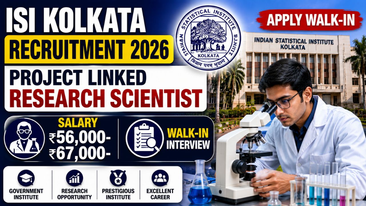 Isi Kolkata Project Linked Persons Recruitment 2026 – Apply Walk-In 1 Isi Kolkata Project Linked Persons Recruitment 2026
