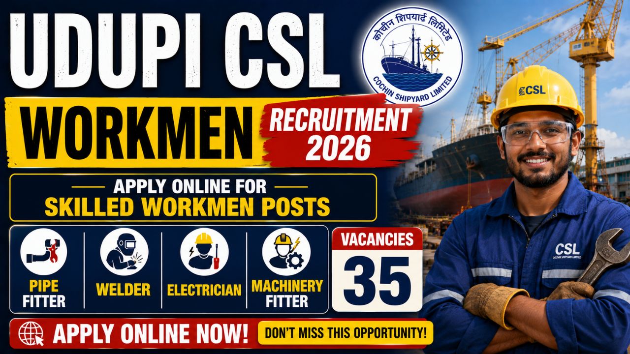 Udupi Csl Workmen Recruitment 2026: Apply Online For 35 Posts, Check Eligibility &Amp; Last Date 1 Udupi Csl Workmen Recruitment 2026