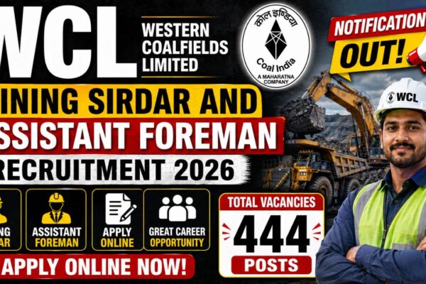 Wcl Mining Sirdar And Assistant Foreman Recruitment 2026