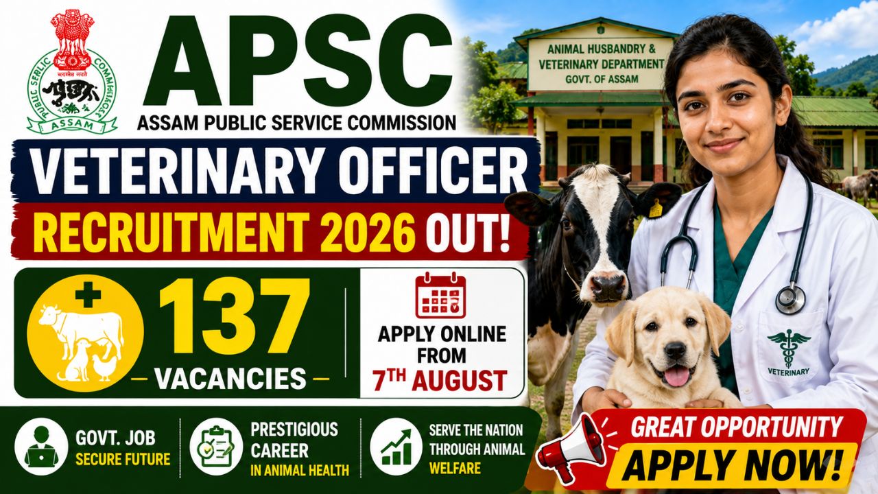 APSC Veterinary Officer Recruitment 2026 Notification Out, 137 Vacancy