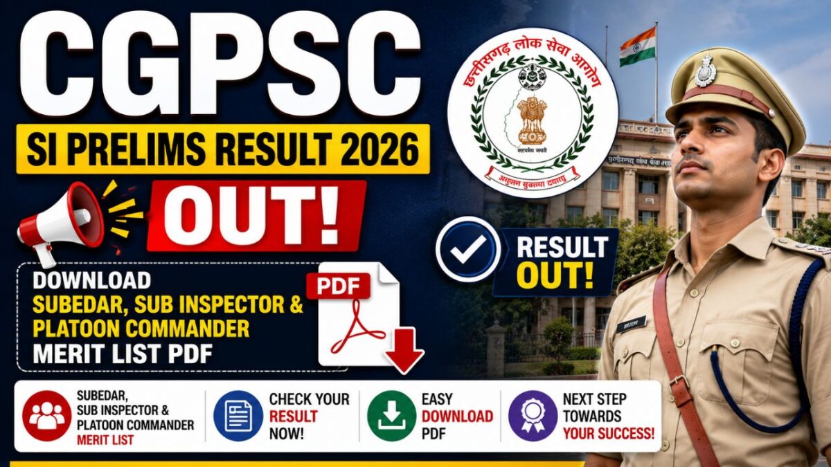 Cgpsc Si Prelims Result 2026