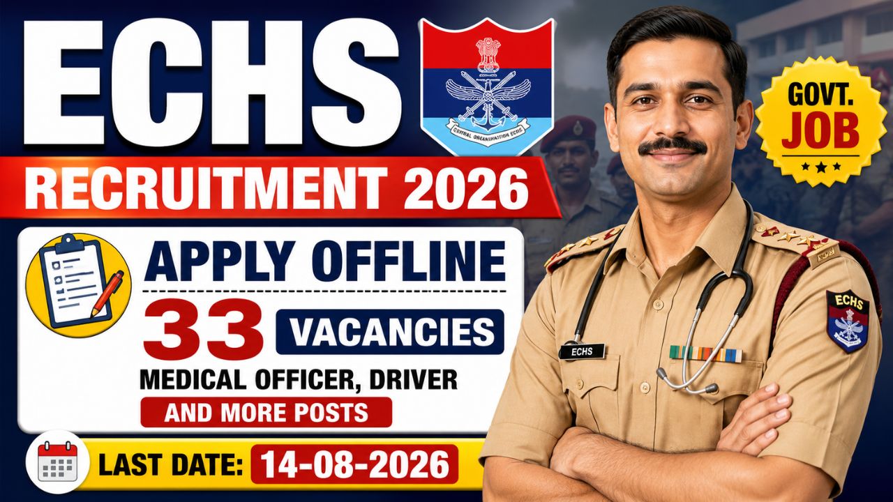 ECHS Recruitment 2026 – Apply Offline for 33 Medical Officer, Driver and More Posts