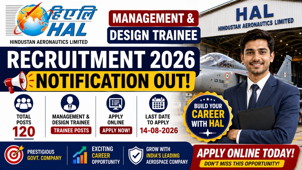 HAL Management & Design Trainee Recruitment 2026, Apply Online for 120 Posts