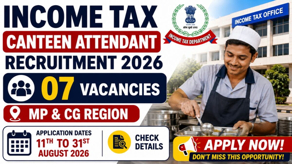 Income Tax Canteen Attendant Recruitment 2026