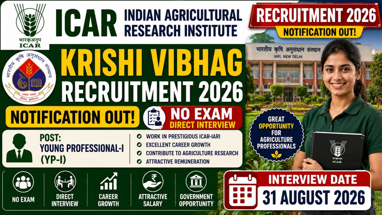 Krishi Vibhag Recruitment 2026 – Notification Out, No Exam Direct Interview
