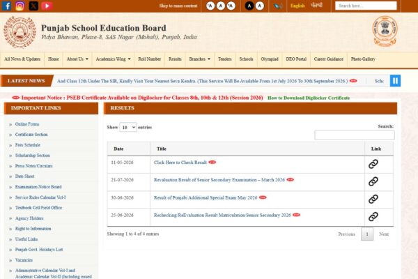 Pseb Class 10Th And Class 12Th Supplementary Result 2026