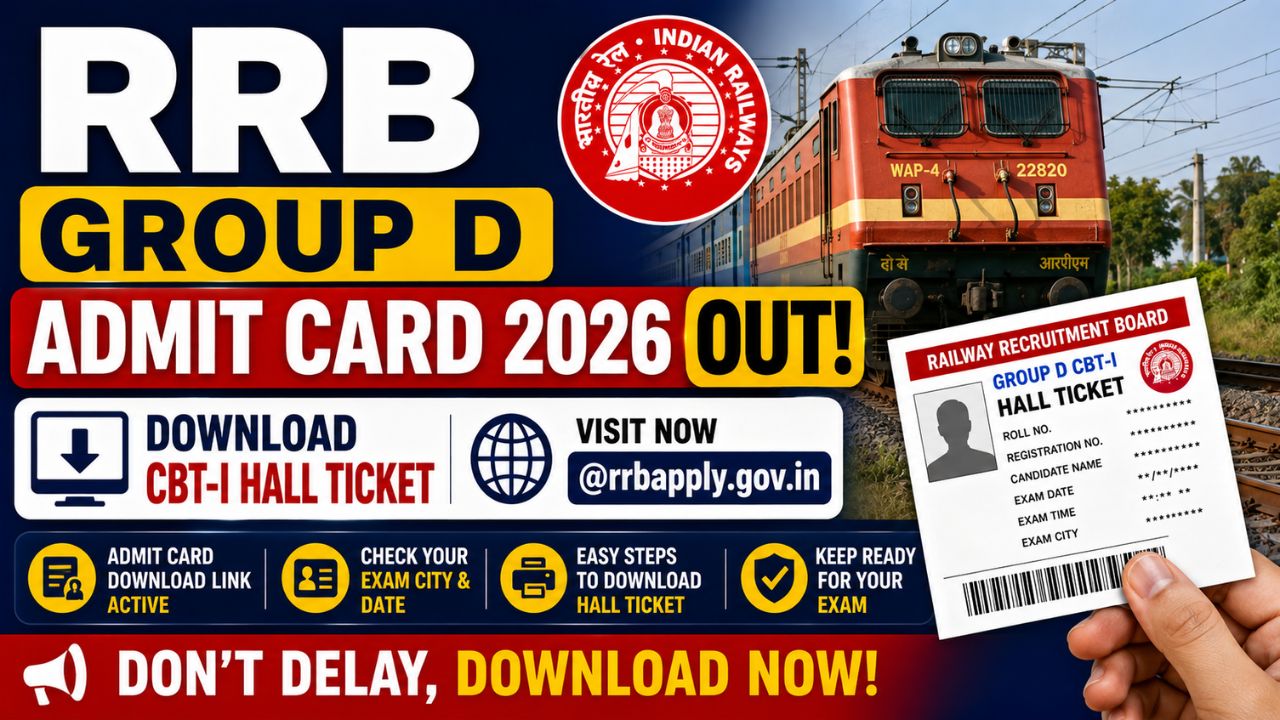 RRB Group D Admit Card 2026 Out, Download CBT-I Hall Ticket @rrbapply.gov.in