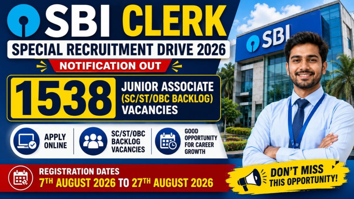 Sbi Clerk Special Recruitment Drive 2026