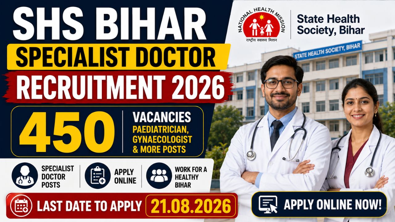 SHS Bihar Specialist Doctor Recruitment 2026 Notification Out, 450 Vacancy, Apply Online From 7th August