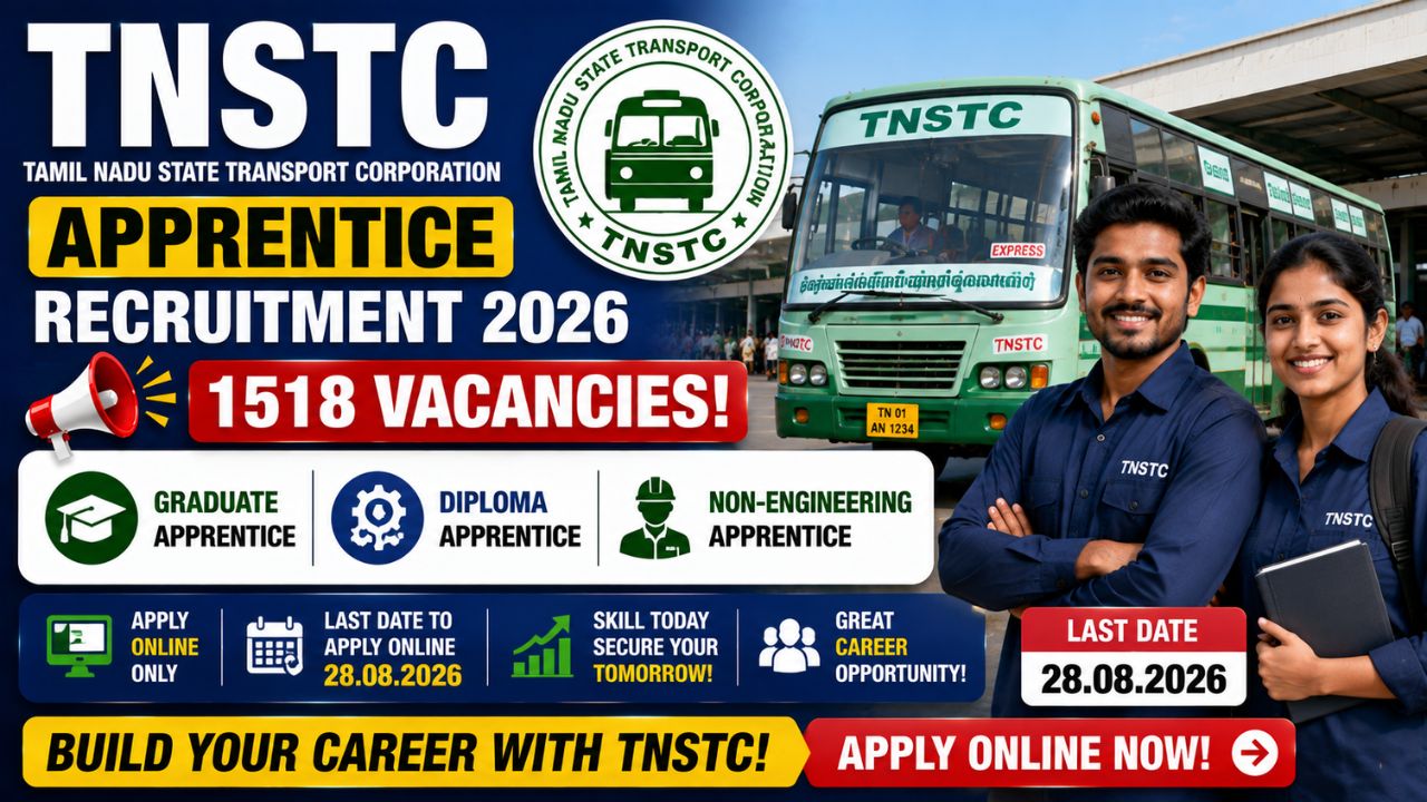 TNSTC Apprentice Recruitment 2026, Apply Online for 1518 Graduate and Diploma Apprentice Posts