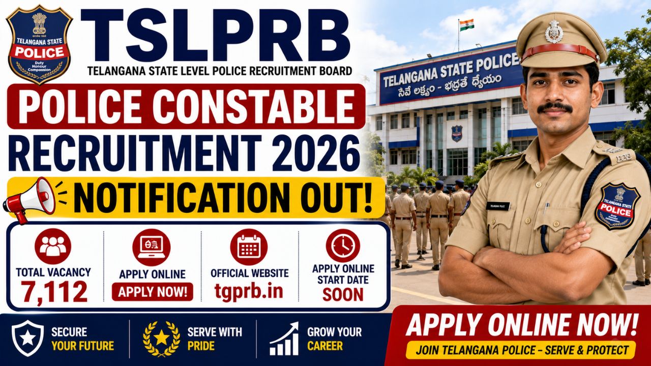 TSLPRB Police Constable Recruitment 2026 Notification Out, 7,112 Vacancy, Apply Online at tgprb.in