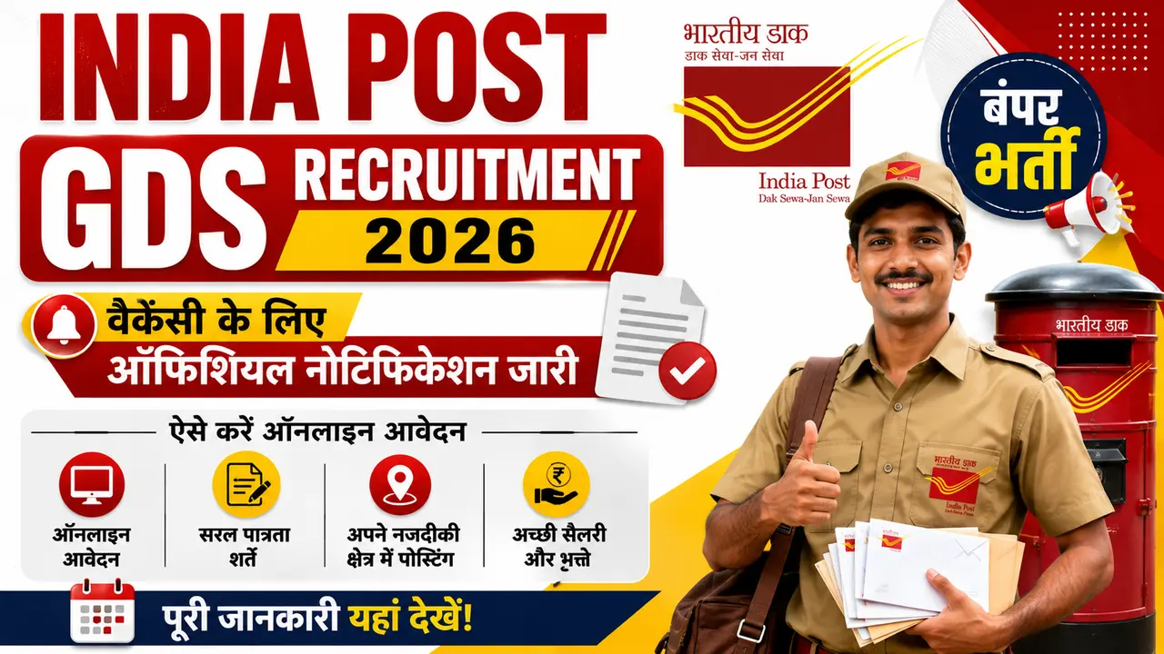 India Post GDS Recruitment 2026: वैकेंसी के लिए ऑफिशियल नोटिफिकेशन जारी, ऐसे करें ऑनलाइन आवेदन